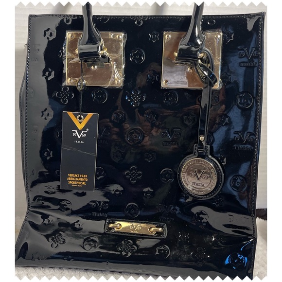 Versace Milano Italia Handbag NWT Black Patent Leather - Picture 9 of 10